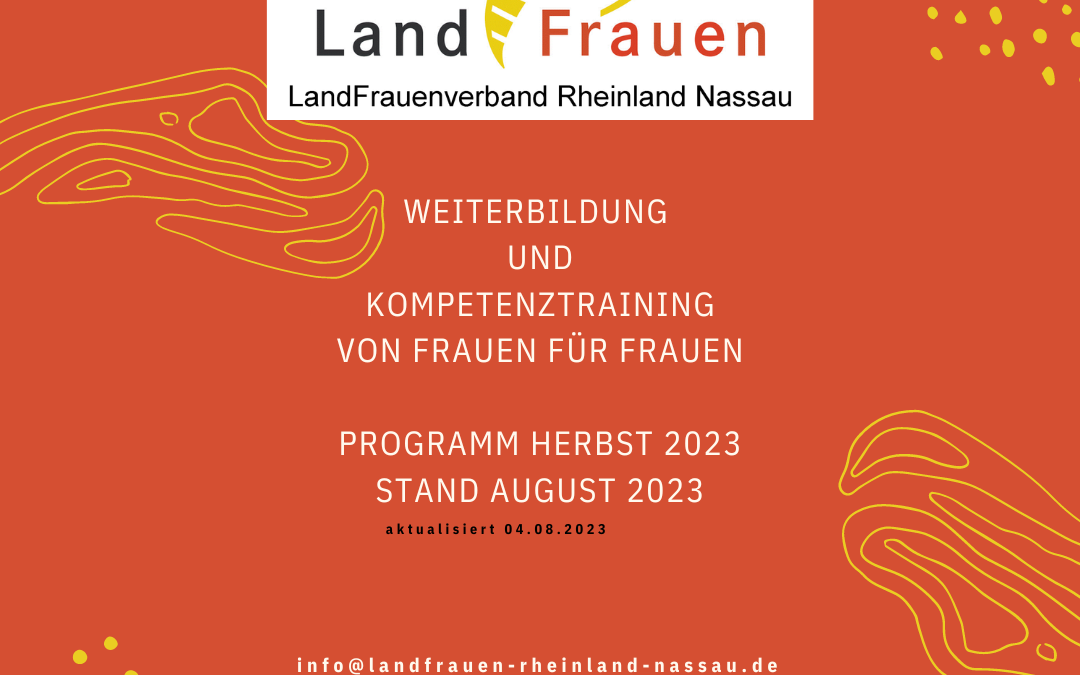 Aktualisiertes Weiterbildungsprogramm Herbst 2023 des LandFrauenverbandes Rheinland-Nassau